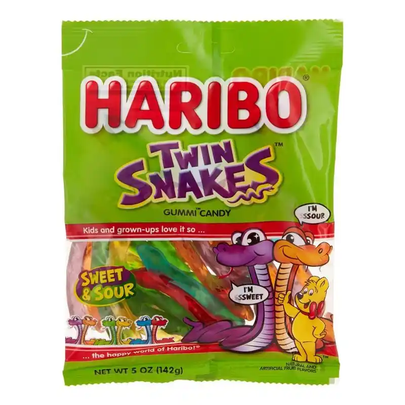 Haribo Twin Snakes Sweet/Sour Gummi Candy 5 Oz