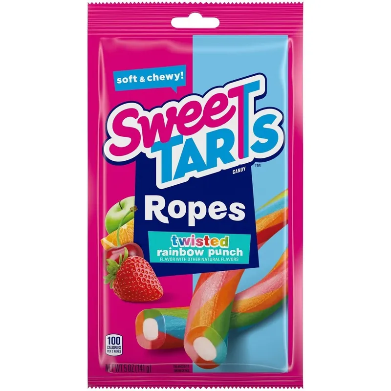 SweetTARTS Twisted Ropes Rainbow Punch Gummi Candy 5 Oz Pouch