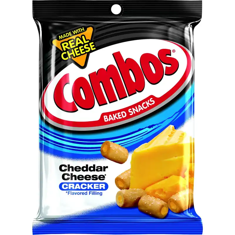Combos Baked Snacks Cheddar Cheese Filled Crackers 6.3 Oz Packet