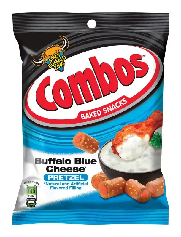 Combos Baked Snacks Buffalo Blue Cheese Filled Pretzels 6.3 Oz Bagged
