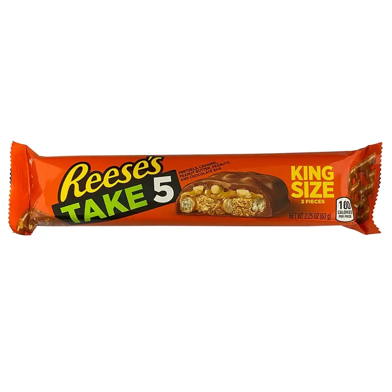 Reese‘s Take 5 Caramel, Chocolate, Pretzels, Peanut Butter And Peanut Candy Bar 2.25 Oz