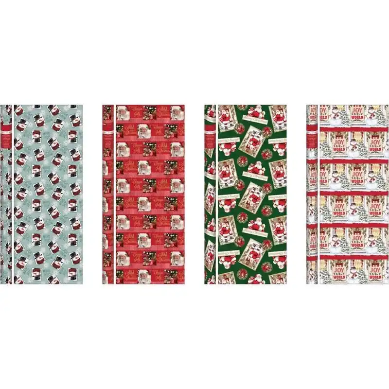 Festive Santa & Snowman Holiday Gift Wrap – 30‑inch Roll, 35 ft, Assorted Colors