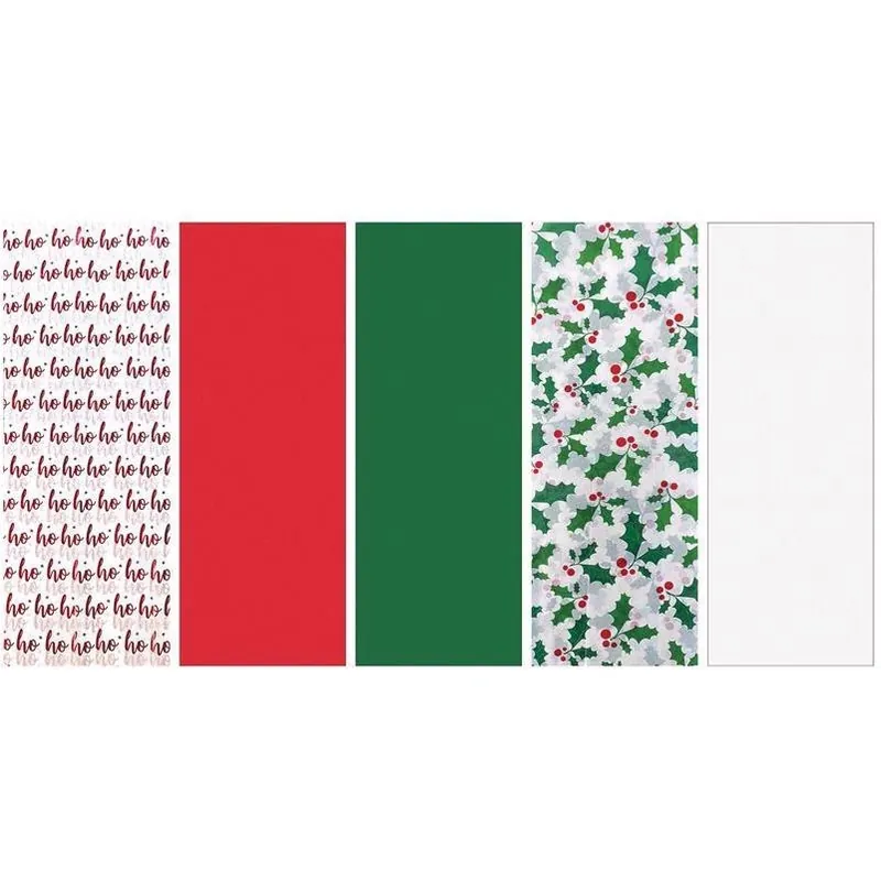 Assorted Holiday Tissue Paper – 25 Sheets, 20×15.5 in, Multi‑Color Gift Wrap