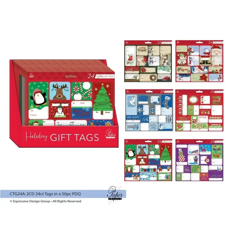Assorted Christmas Peel‑and‑Stick Gift Tags – 24 Foil Paper Labels