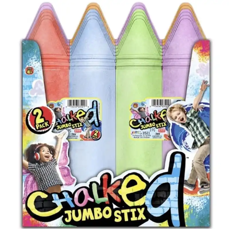 Multicolor Jumbo Chalk Sticks – 2‑Pack For Creative Play