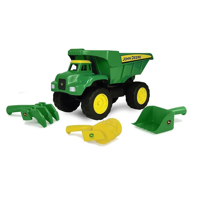 John Deere 15" Dump Truck Sand Toy With 3 Tools - Green/yellow - Model 46510