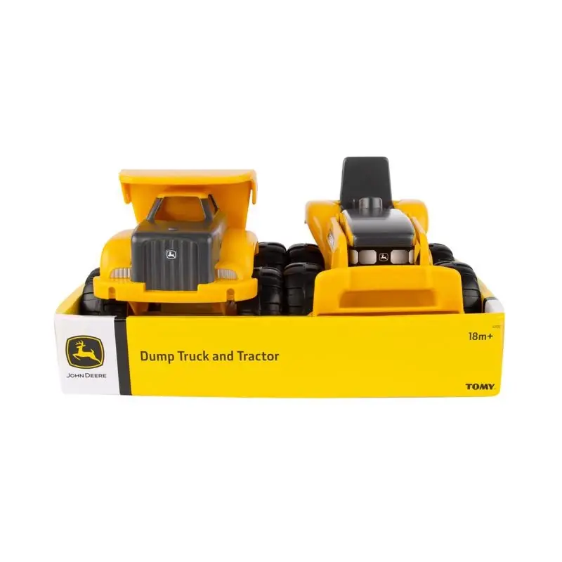 TOMY John Deere Dump Truck And Tractor Toy Yellow 2 Pc