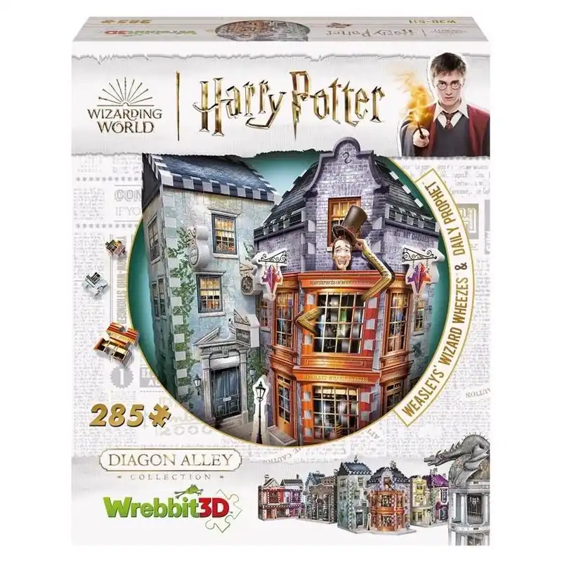Wrebbit3D Harry Potter 285‑Piece Multicolor 3D Puzzle – Weasleys‘ Wizard Wheezes & Daily Prophet