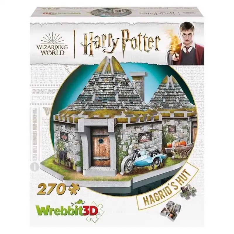 Wrebbit3D 270‑Piece Harry Potter Hagrid’s Hut 3D Foam Puzzle – Multicolor