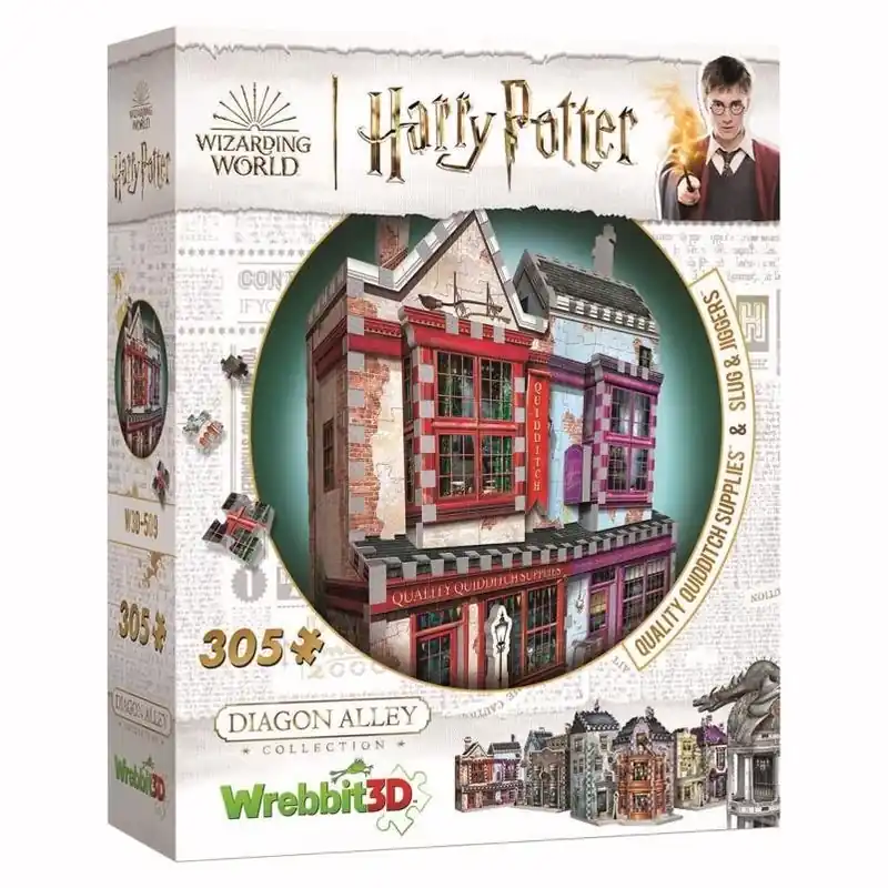 Wrebbit3D Harry Potter 3D Puzzle – Multicolor Quidditch Gear & Slug‑and‑Jiggers, Foam Construction, 305 Pieces