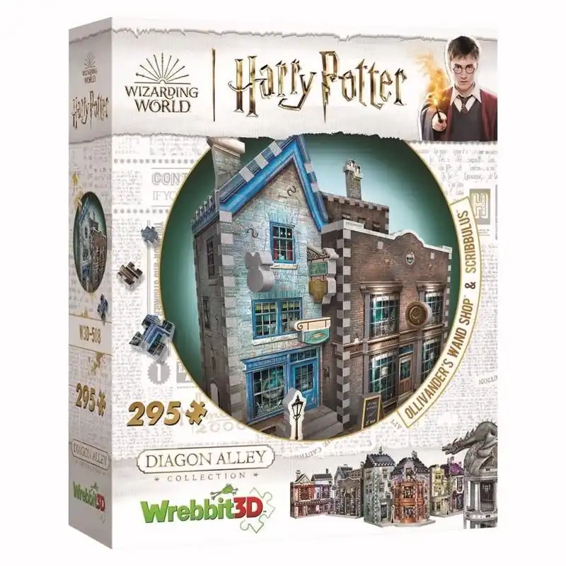 Wrebbit3D 295‑Piece Multicolor 3D Puzzle – Ollivanders Wand Shop & Scribbulus (Harry Potter)