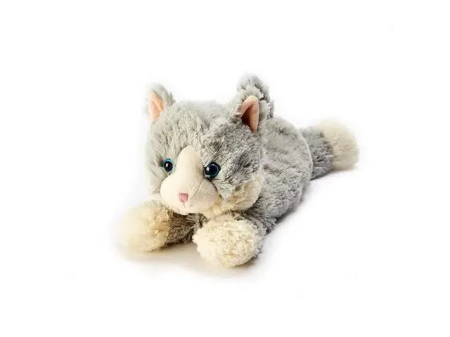 Laying Down Grey Cat Warmies Plush - Soft And Cozy Heating Pad