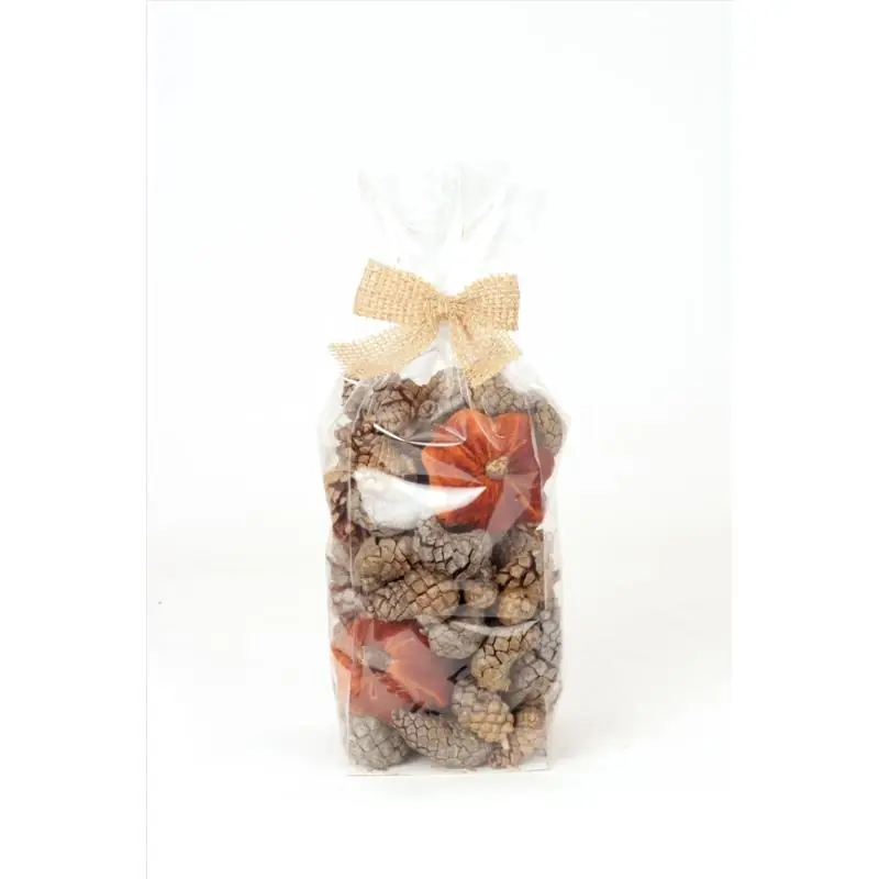 Second Nature Pinecones And Velvet Orange Pumpkins Halloween Decor, 30x15x16 Inches