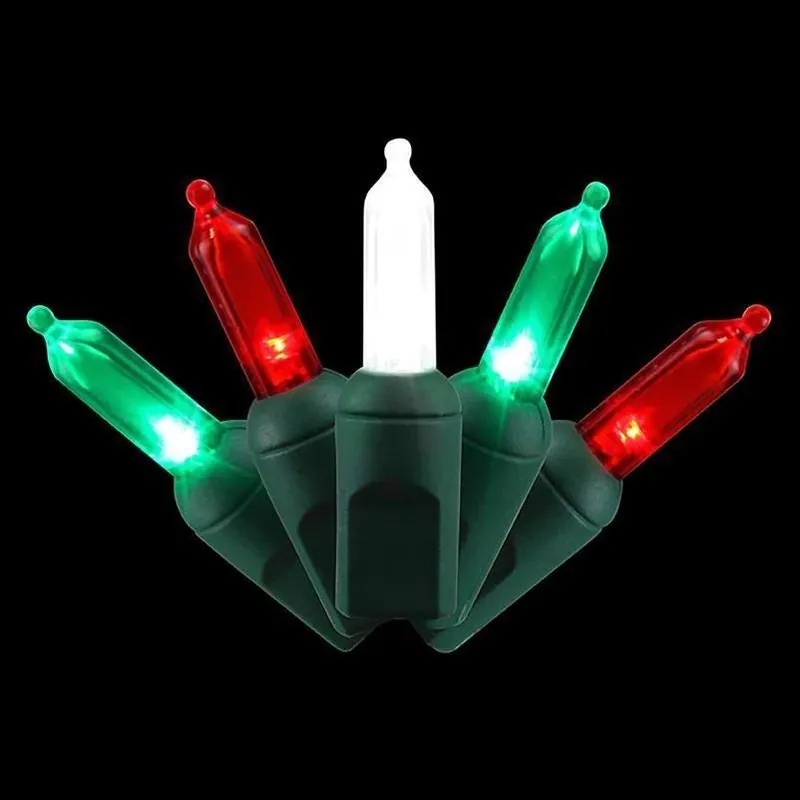 Celebrations Platinum 50‑Count T5 LED Multi‑Color Christmas String Lights – Red, Green & Pure White