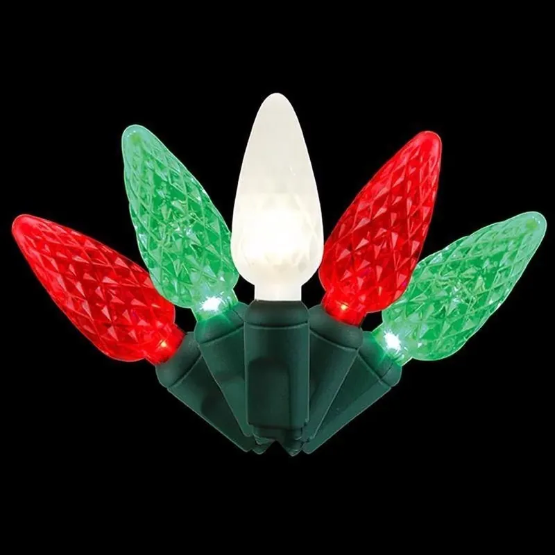Celebrations Platinum LED C6 Multi‑Color 50‑Count String Lights – Red, Green & Pure White