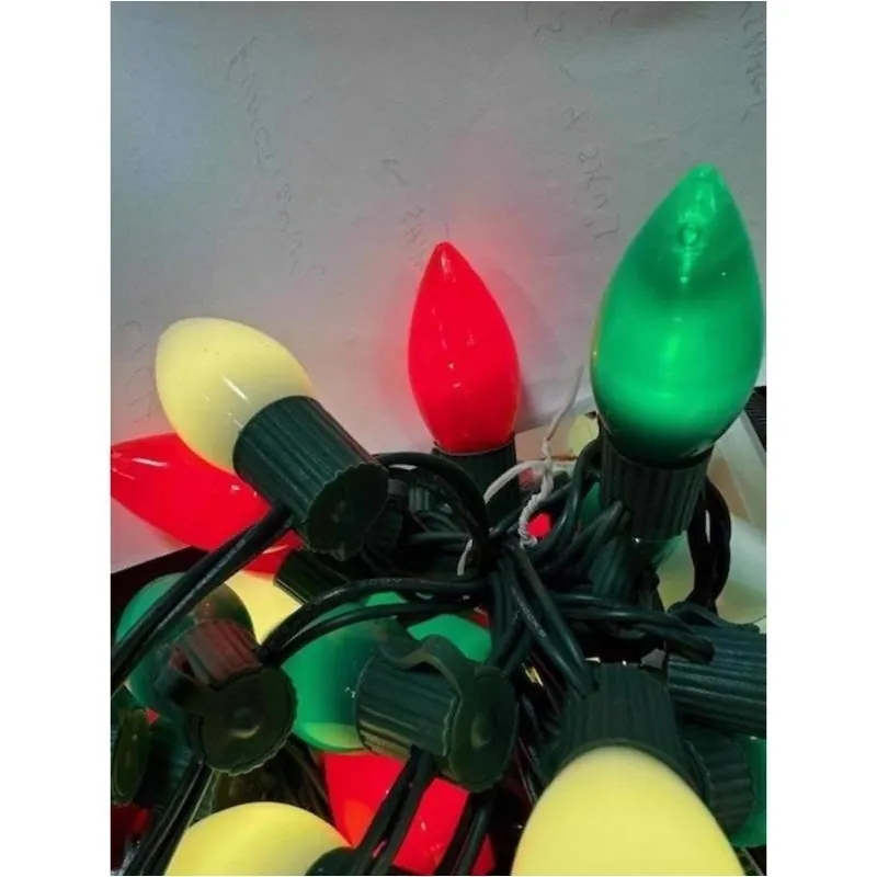 25‑LED C9 Holiday String Lights – Red, Green & Pure White, 16 ft Plug‑In