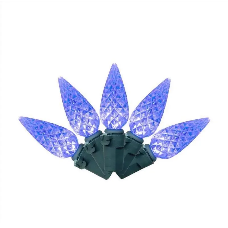 Celebrations Classic LED C6 Blue String Lights – 100 LEDs, 24.75 ft, Energy‑Star Certified