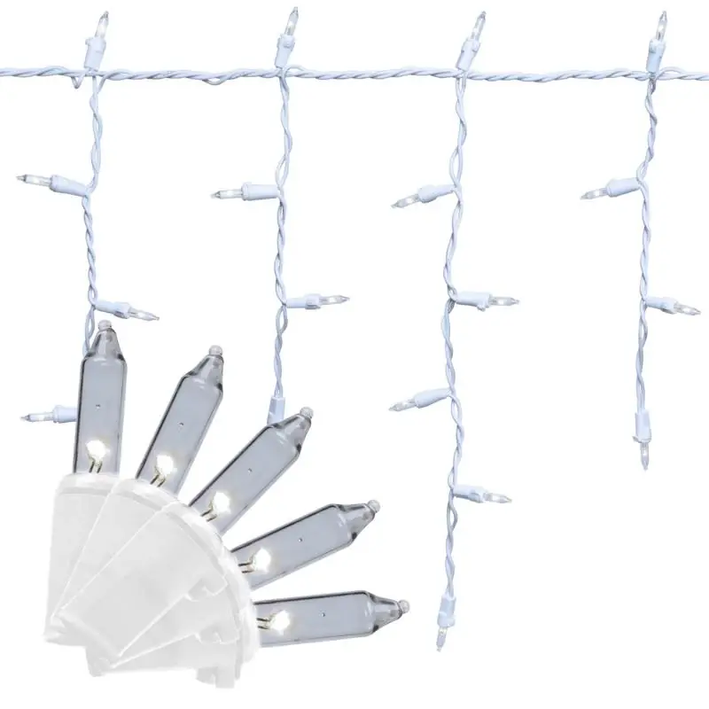 Celebrations Classic LED T5 Pure White 300 Ct Icicle Christmas Lights 19.6 Ft.
