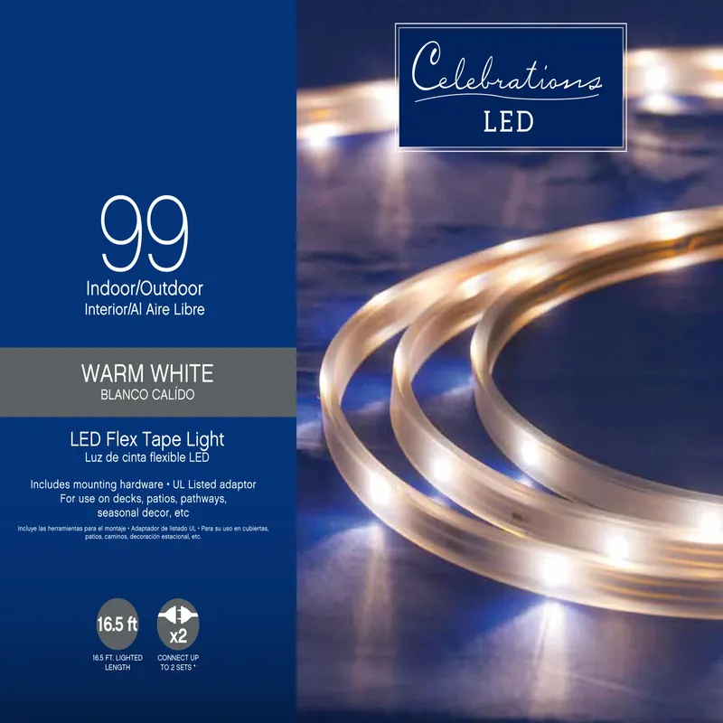 Led Clear/warm White 99 Count Rope Flex Tape Light 16.5 Feet