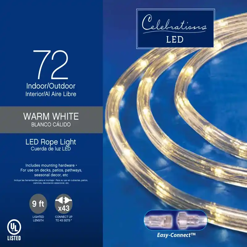 Celebrations LED Warm White 72 Ct Rope Christmas Lights