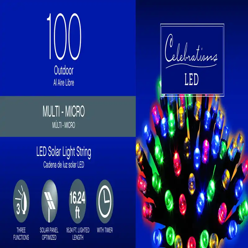 Led Micro/5mm Multicolored 100 Count String Christmas Lights 16.25 Ft.
