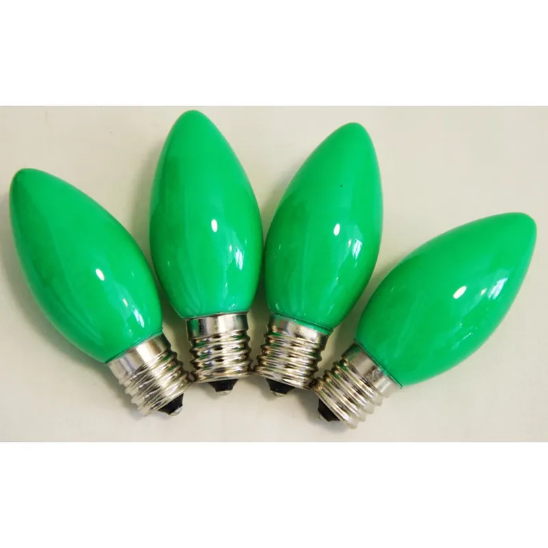 Celebrations Incandescent C7 Green 4 Ct Replacement Christmas Light Bulbs 0.08 Ft.