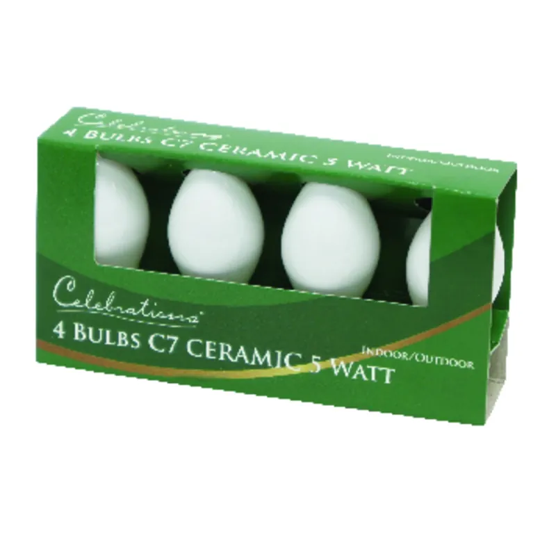 Celebrations Incandescent C7 White 4 Ct Replacement Christmas Light Bulbs 0.08 Ft.