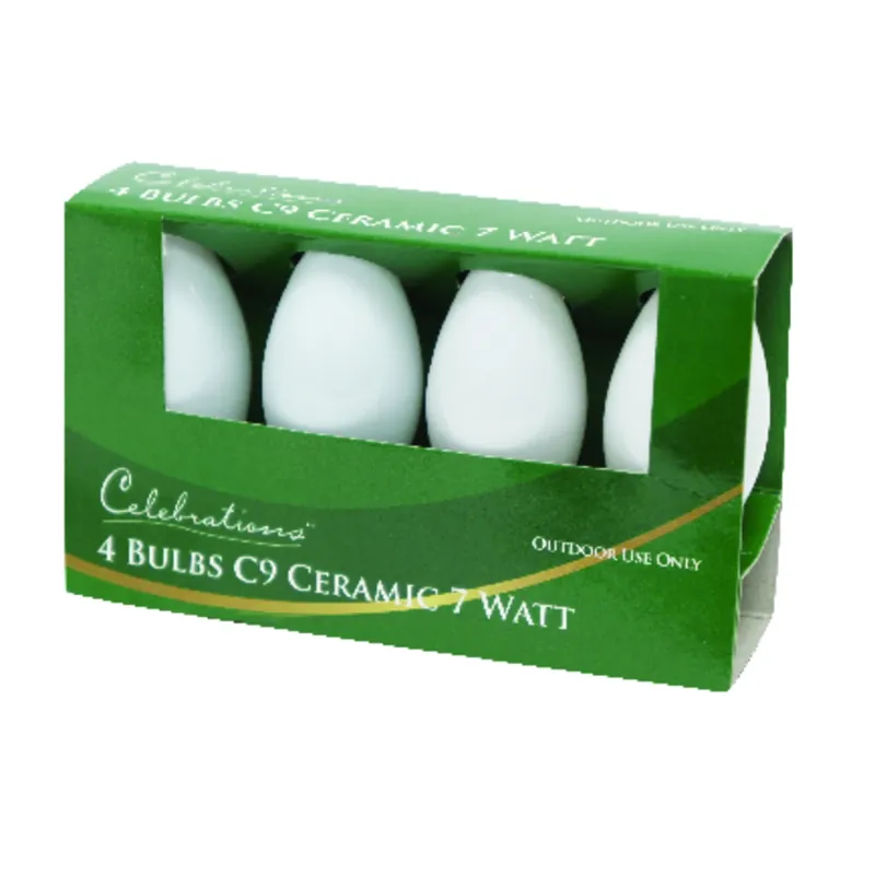 Celebrations Incandescent C9 White 4 Ct Replacement Christmas Light Bulbs 0.08 Ft.