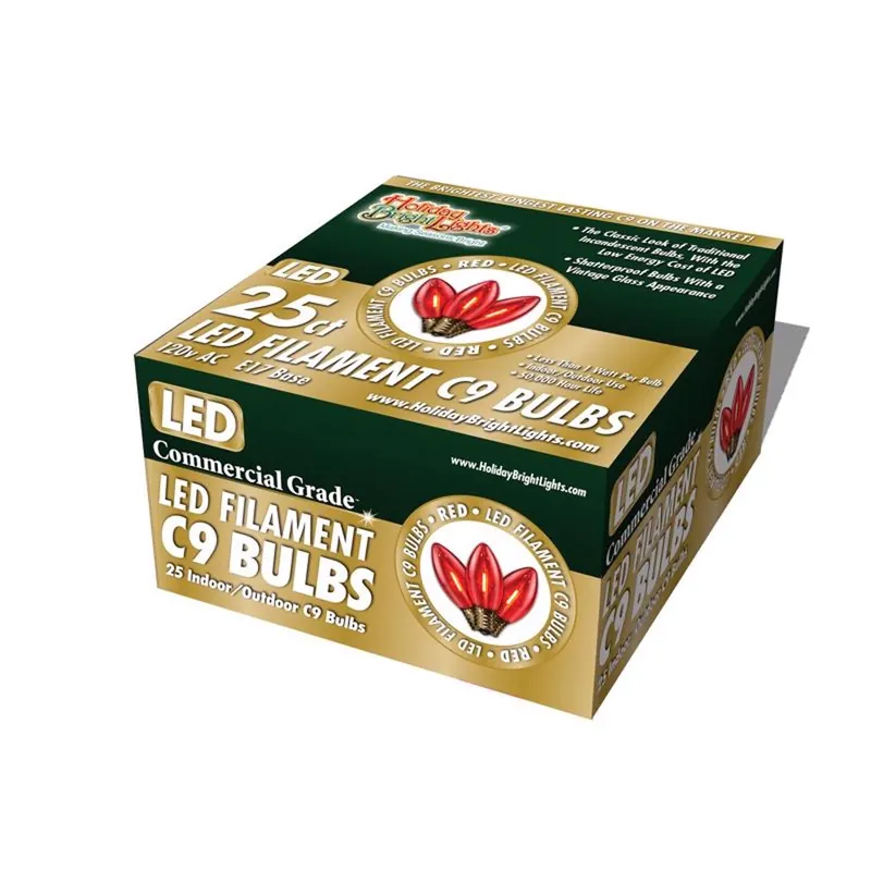 Holiday Bright Lights LED C9 Red 25 Ct Replacement Christmas Light Bulbs