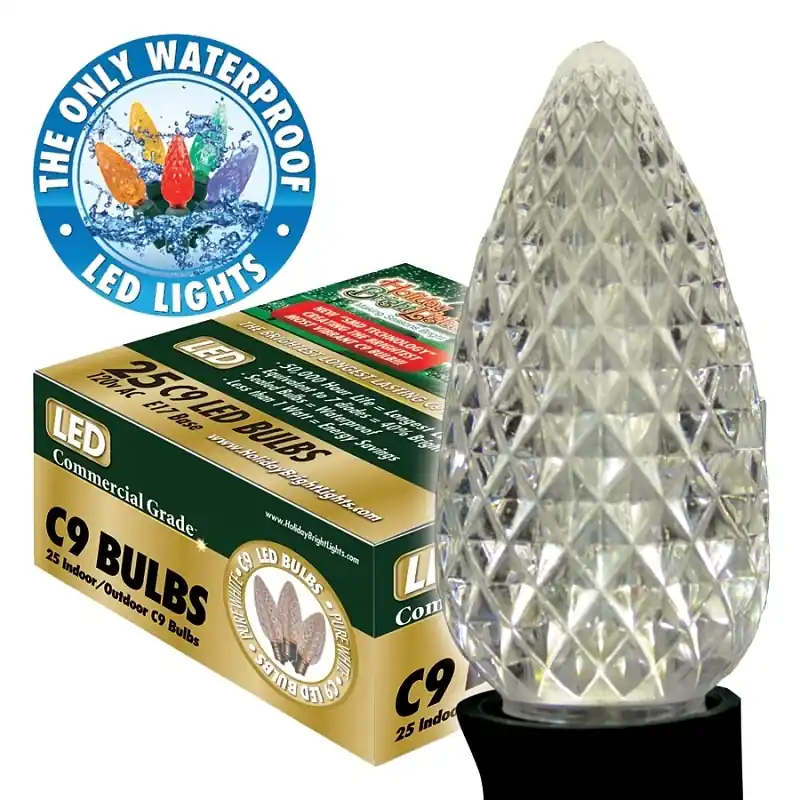 Holiday Bright Lights LED C9 Pure White 25 Ct Replacement Christmas Light Bulbs