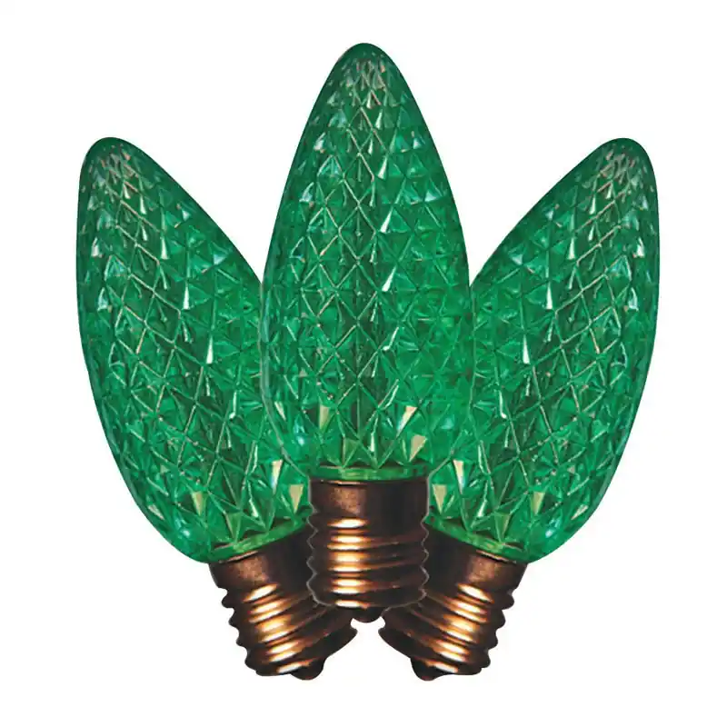 Holiday Bright Lights LED C9 Green 25 Ct Replacement Christmas Light Bulbs