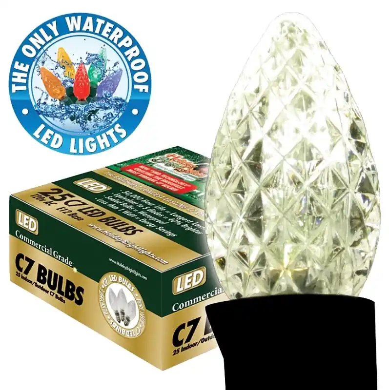 Holiday Bright Lights LED C7 Pure White 25 Ct Replacement Christmas Light Bulbs