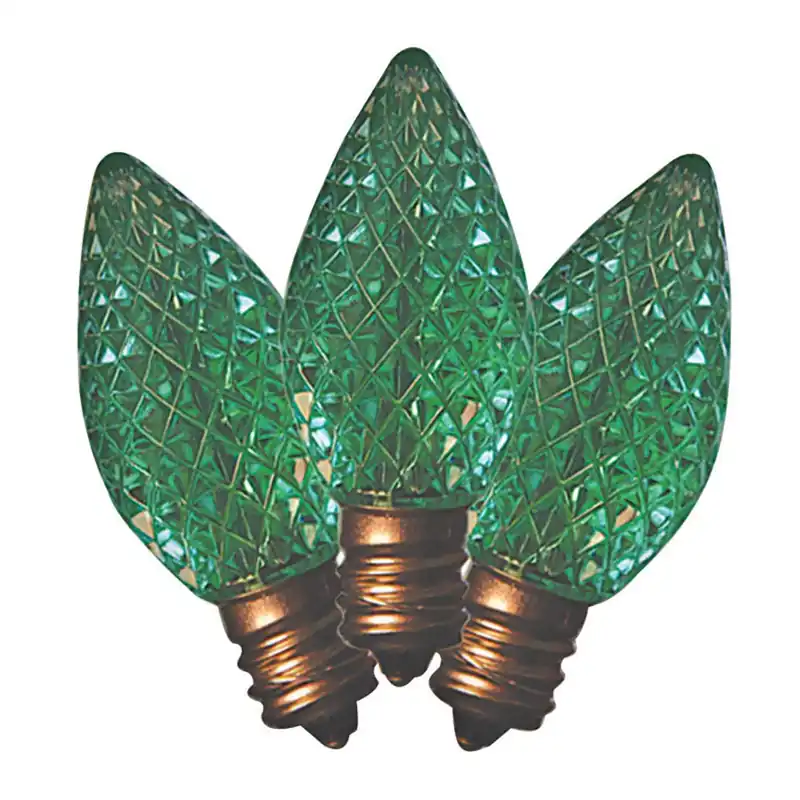 Holiday Bright Lights LED C7 Green 25 Ct Replacement Christmas Light Bulbs