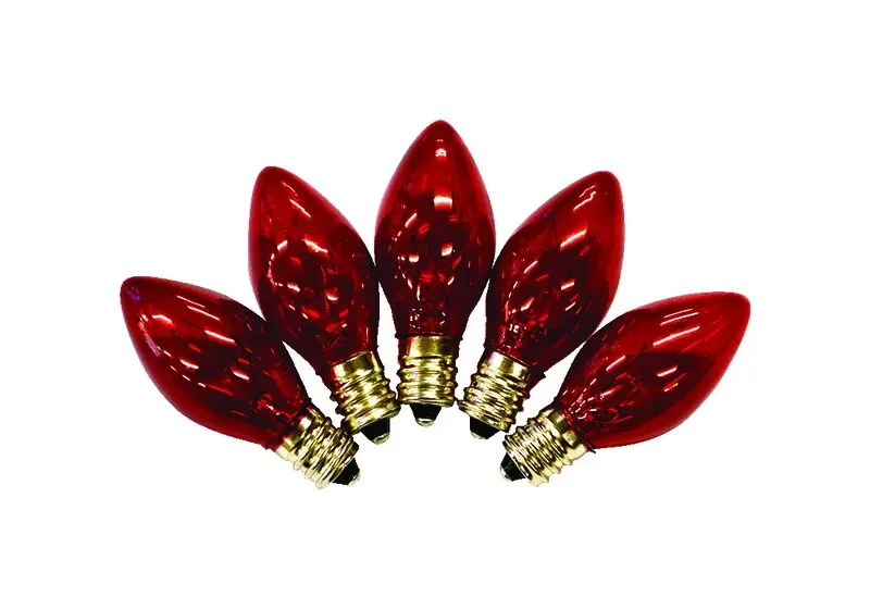 C7 Red Replacement Christmas Light Bulbs 25 Count 1 Ft.