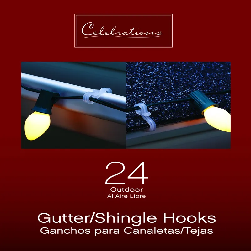 Celebrations Christmas Light Gutter/Shingle Hook Outdoor Light Clip 24 Pc