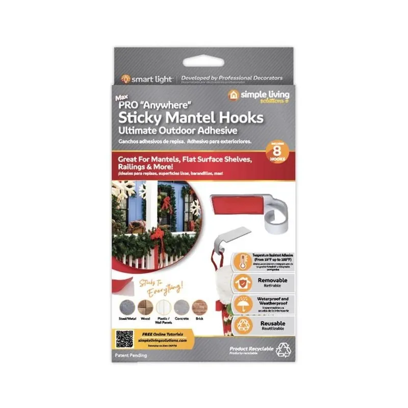 Simple Living Solutions Max Pro Sticky Mantel Hooks – Pack Of 8