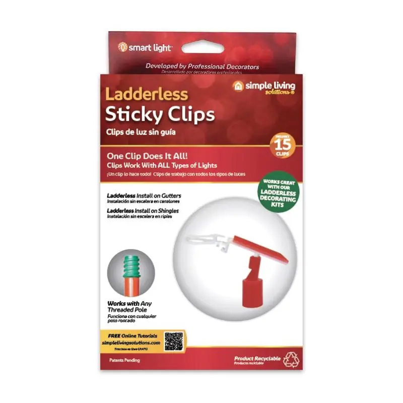Simple Living Solutions Ladderless Sticky Clips 15 Pk