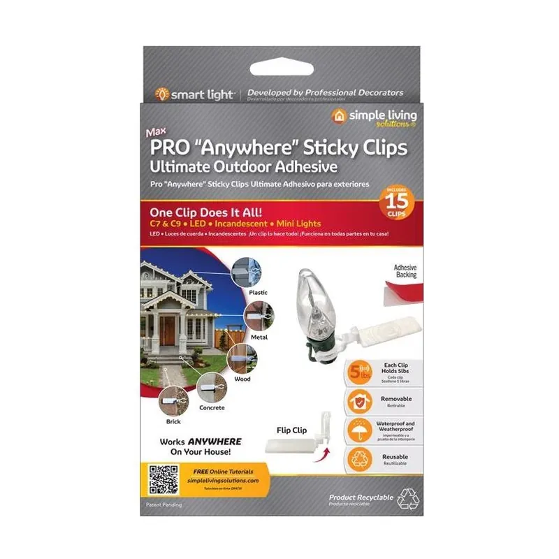 Simple Living Solutions Max Pro Anywhere Sticky Clips – 15 Pack