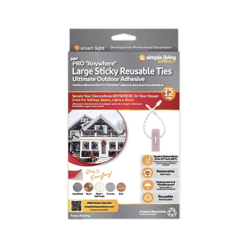 Simple Living Solutions Max Pro Large Sticky Reusable Ties – 12 Pack