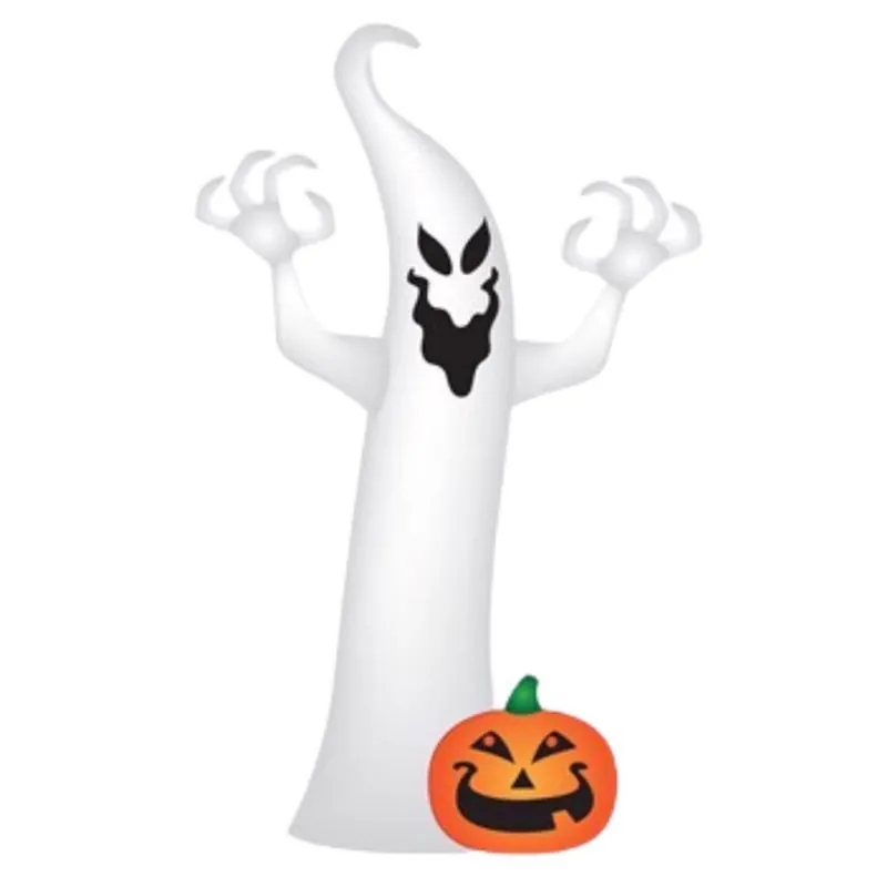 Airblown 9 Ft. Led Prelit Inflatable Ghost And Pumpkin Decoration