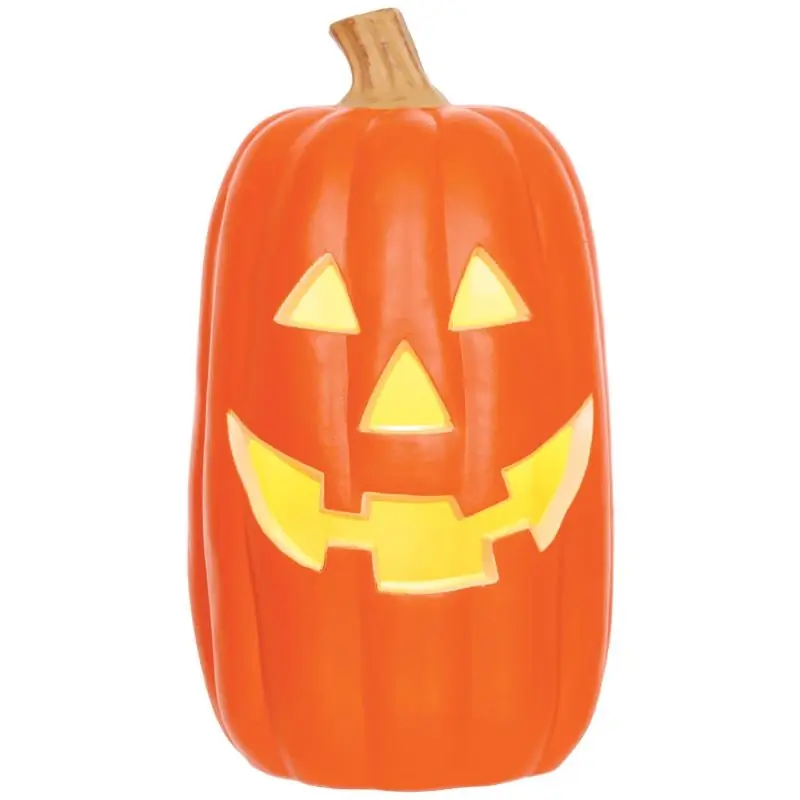 16 In. Led Prelit Scary Pumpkin Halloween Decor - Yellow Bulb Color