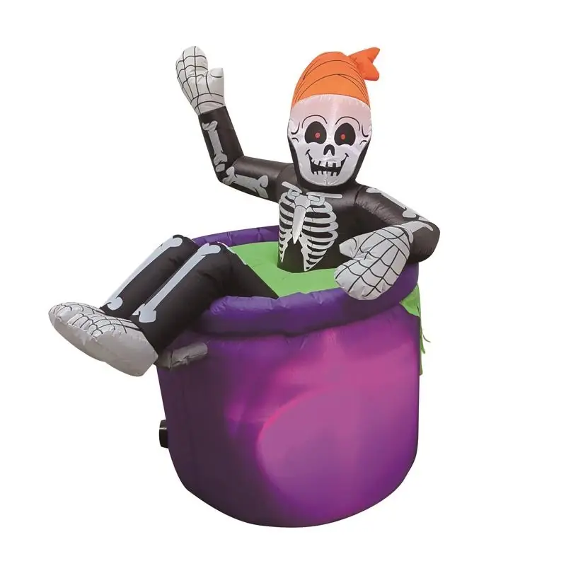 Celebrations 4 Ft Prelit Animated Skeleton In Cauldron Inflatable