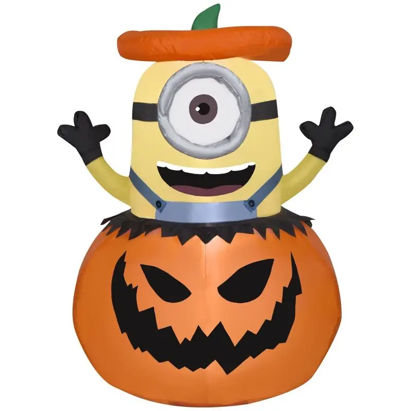 Gemmy 3.5 Ft. Prelit Minion Stuart In Jack-o‘-lantern Inflatable Decoration