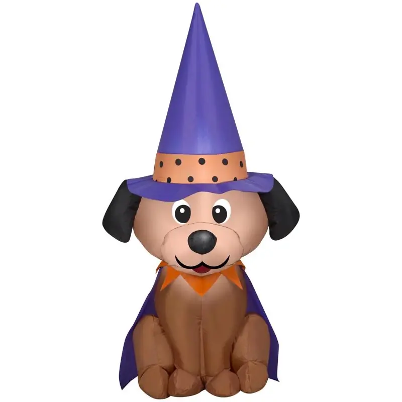 Gemmy 4 Ft Halloween Inflatable Dog With Witch Hat