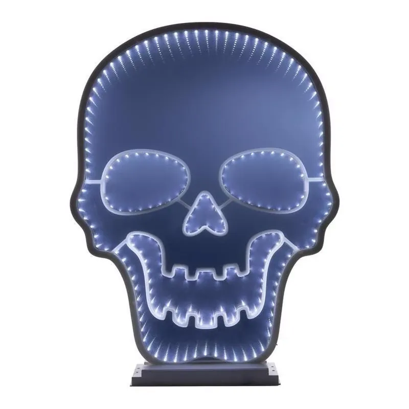 Celebrations Halloween White LED Prelit 23‑Inch Infinity Skull Décor