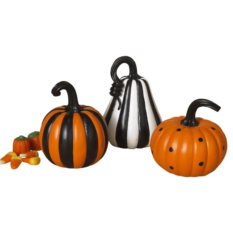 4.3 In. Assorted Resin Pumpkins Harvest Decor For Halloween