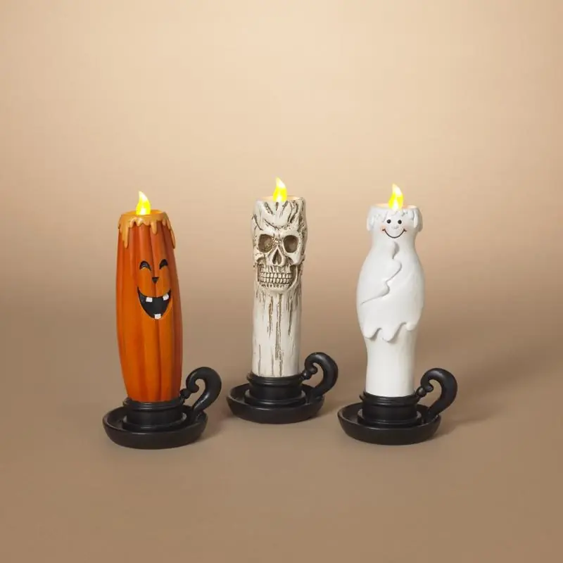 8.15 In. Ghost And Skull Candle Halloween Decor For Indoor Use