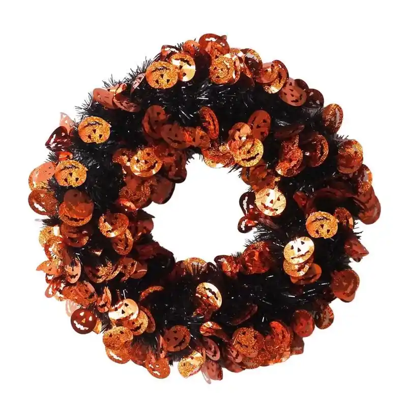 Fc Young 17 Inch Tinsel Pumpkin And Bat Wreath, 2 Assorted Designs