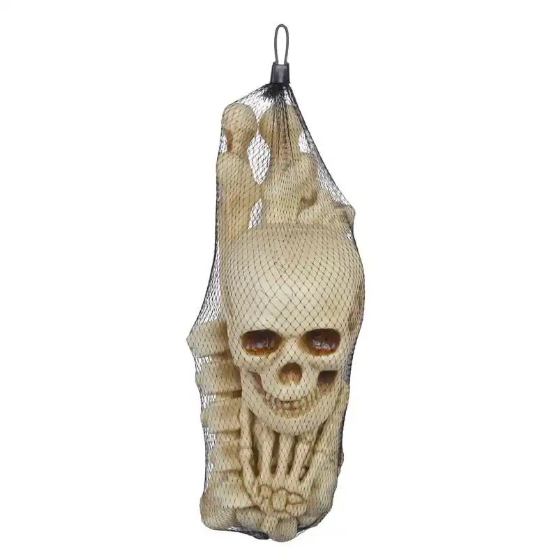 Pac Skeleton Bag Of Bones Halloween Decor, 9.85 X 12.8 X 15.75 Inches