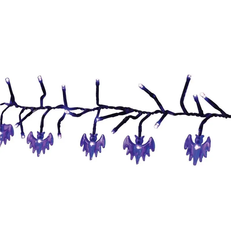 Purple 120 Count 9 Feet Led Bat Garland Lights - Halloween Decor